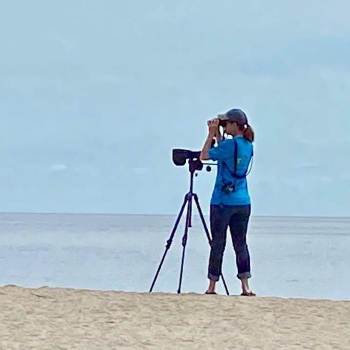 MT on the Beach with a Scope and Binoculars