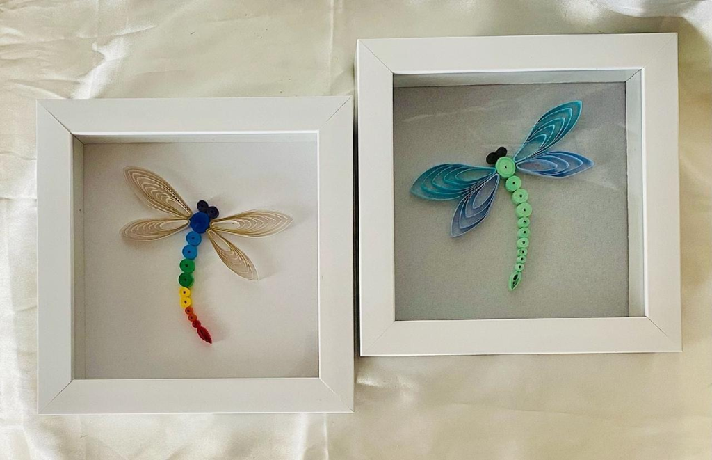 Two Paper Quilled Dragonflies in Shadowboxes